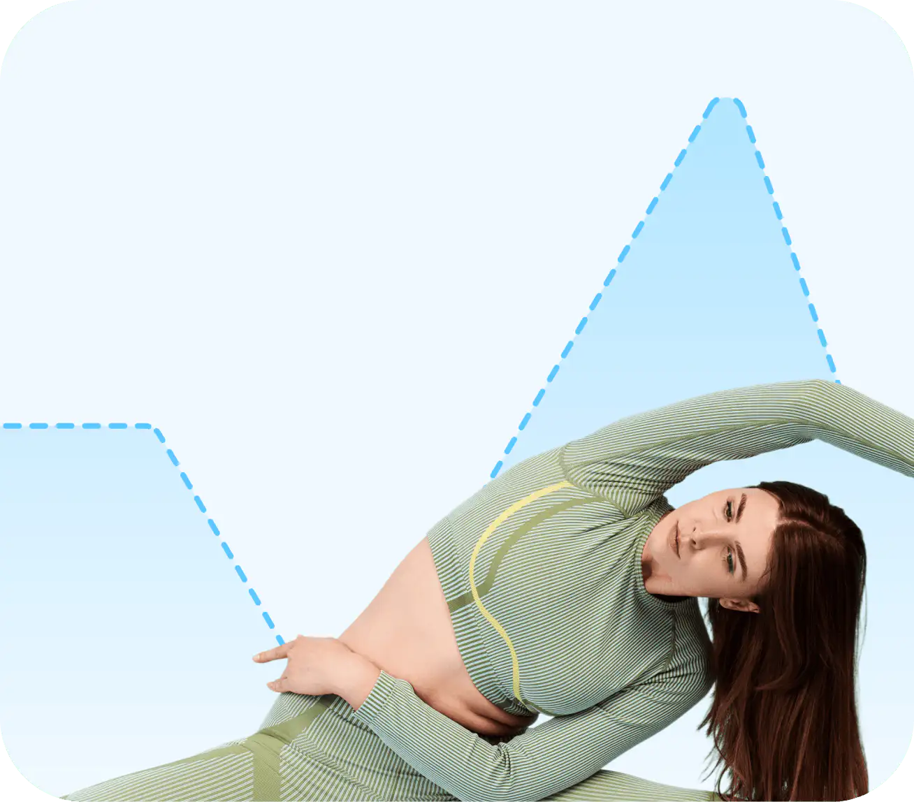 Woman doing yoga with graph behind